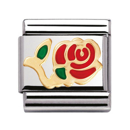 Maillon Nomination classic rose en Or et email