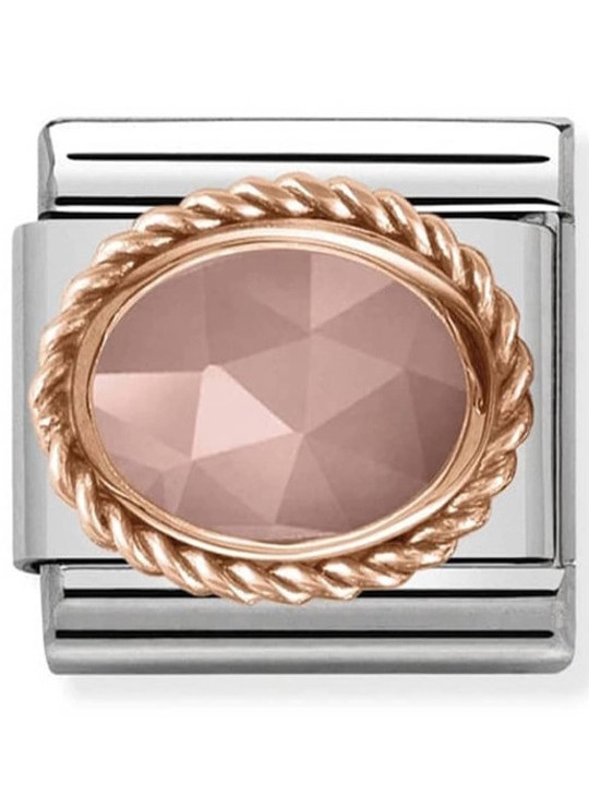 Maillon Nomination classic Or rose pierre facetée rose