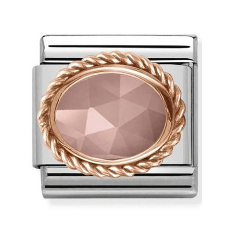 Maillon Nomination classic Or rose pierre facetée rose