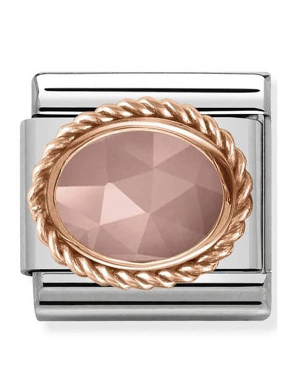 Maillon Nomination classic Or rose pierre facetée rose