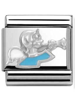 Maillon Nomination classic ange bleu en Argent