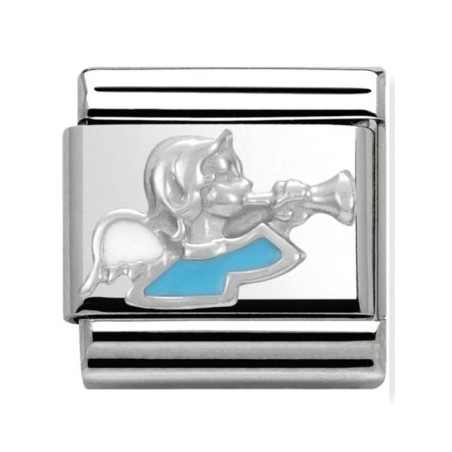 Maillon Nomination classic ange bleu en Argent