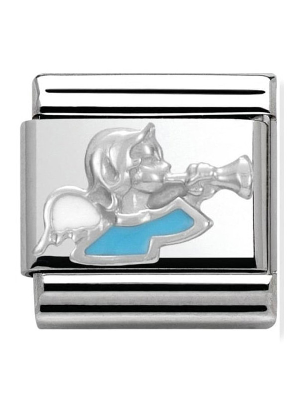 Maillon Nomination classic ange bleu en Argent
