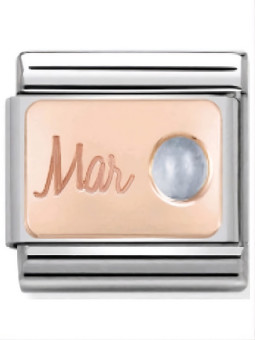 Maillon Nomination classic mois de Mars et Aigue Marine en Or rose