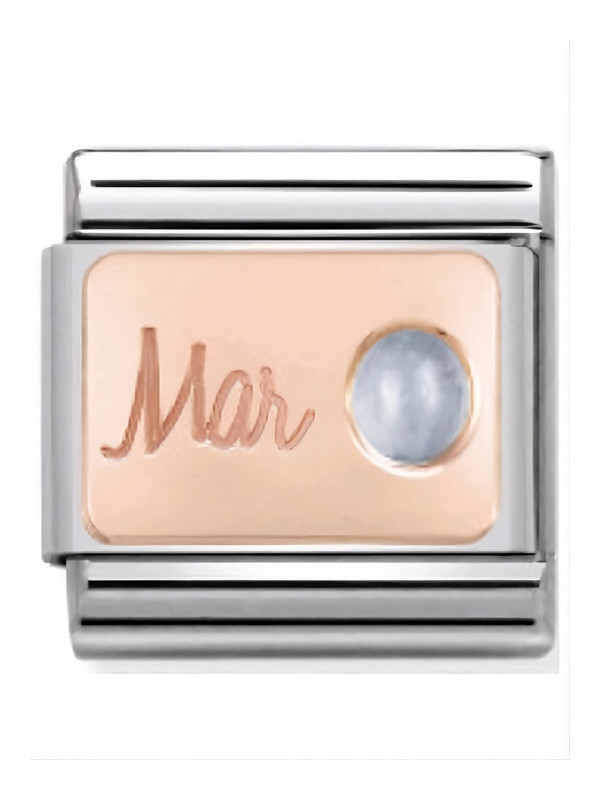 Maillon Nomination classic mois de Mars et Aigue Marine en Or rose
