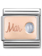 Maillon Nomination classic mois de Mars et Aigue Marine en Or rose