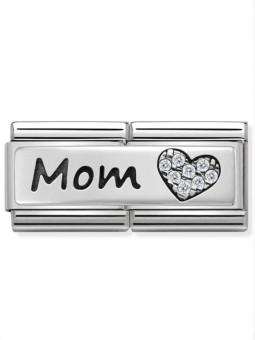 Maillon Nomination classic double Plaque lisse Argent Mom