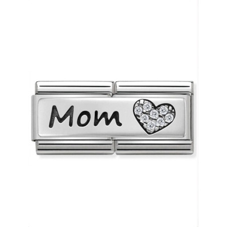 Maillon Nomination classic double Plaque lisse Argent Mom