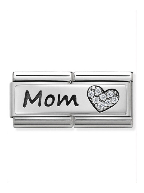 Maillon Nomination classic double Plaque lisse Argent Mom