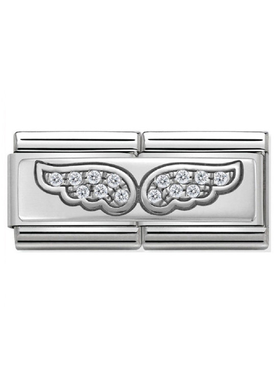 Maillon Nomination classic double Plaque ailes en Argent