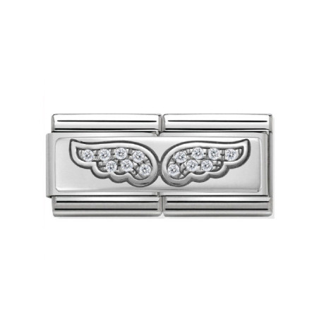 Maillon Nomination classic double Plaque ailes en Argent