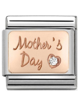Maillon Nomination classic Mother's Day avec oxyde en Or rose