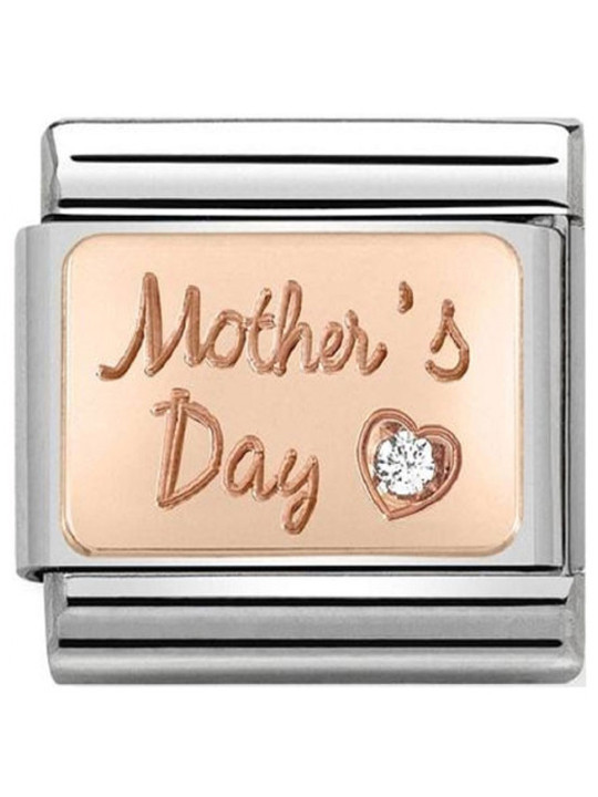 Maillon Nomination classic Mother's Day avec oxyde en Or rose