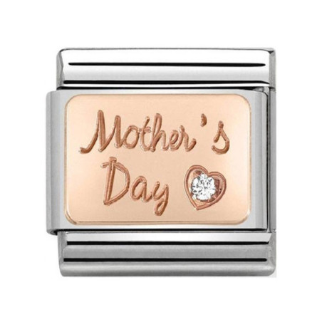 Maillon Nomination classic Mother's Day avec oxyde en Or rose
