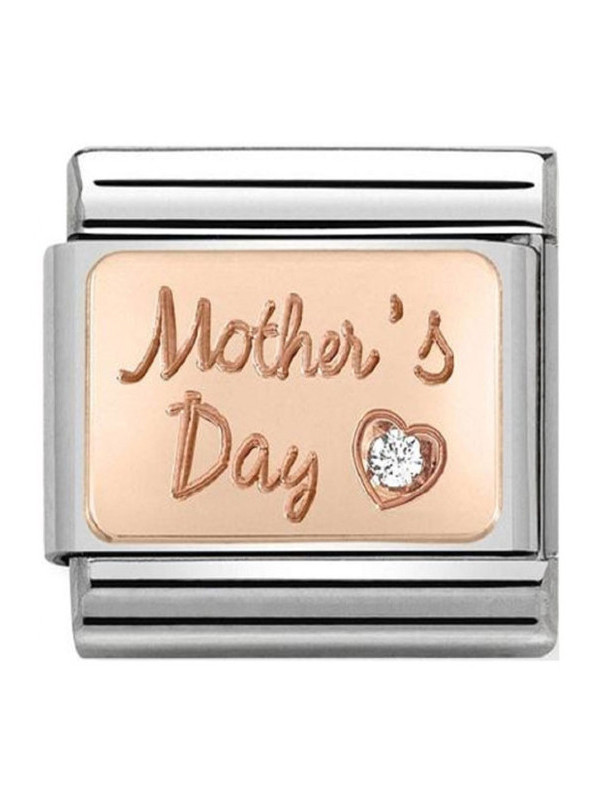 Maillon Nomination classic Mother's Day avec oxyde en Or rose