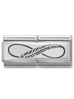 Maillon Nomination classic double Plaque plume infini