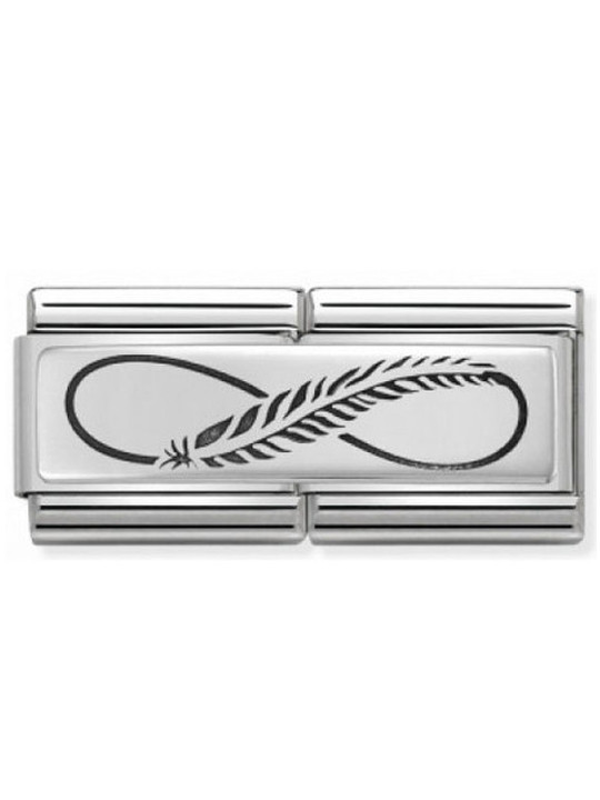 Maillon Nomination classic double Plaque plume infini