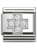 Maillon Nomination classic croix et oxydes en Argent 