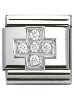 Maillon Nomination classic croix et oxydes en Argent