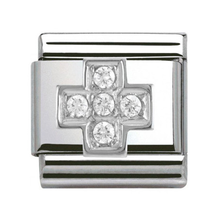 Maillon Nomination classic croix et oxydes en Argent