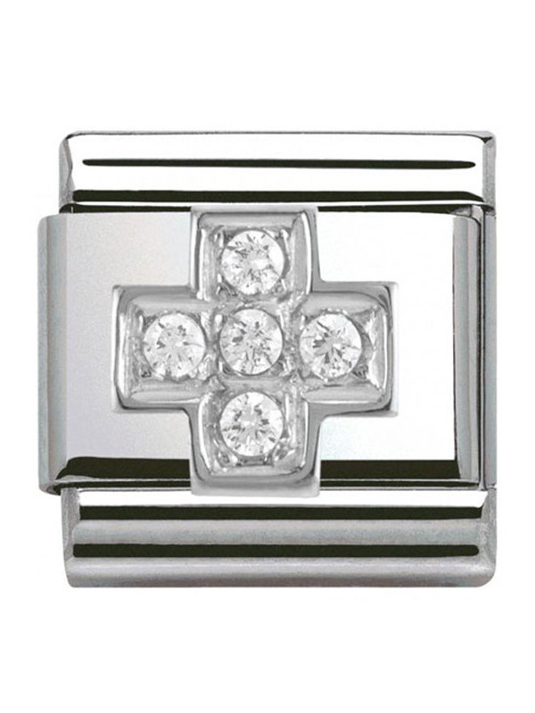 Maillon Nomination classic croix et oxydes en Argent