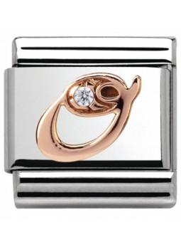 Maillon Nomination classic Lettre O en Or rose et pierre