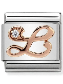 Maillon Nomination classic Lettre L en Or rose et pierre