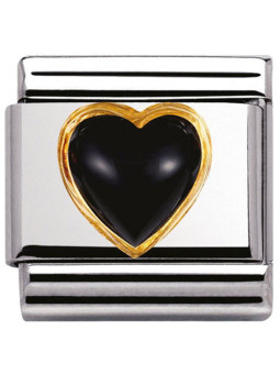 Maillon Nomination classic coeur bombé en agathe noire