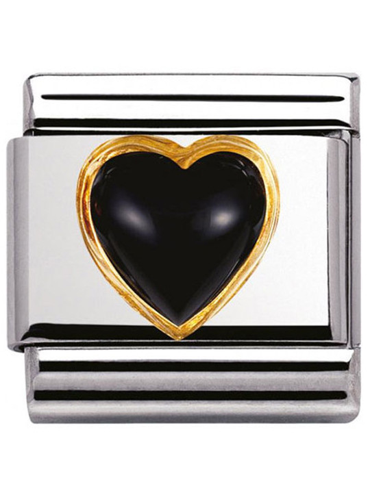 Maillon Nomination classic coeur bombé en agathe noire