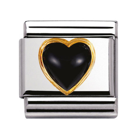 Maillon Nomination classic coeur bombé en agathe noire