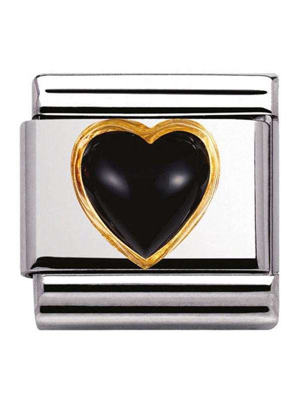 Maillon Nomination classic coeur bombé en agathe noire