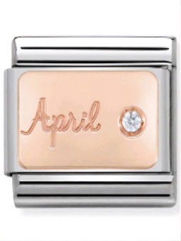 Maillon Nomination classic mois de Avril et Diamant en Or rose