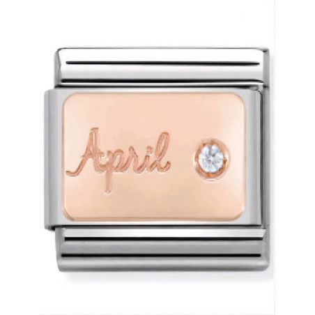 Maillon Nomination classic mois de Avril et Diamant en Or rose
