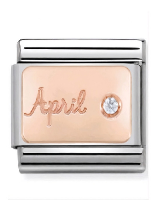 Maillon Nomination classic mois de Avril et Diamant en Or rose