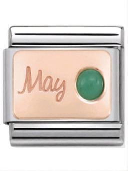 Maillon Nomination classic mois de Mai et Emeraude en Or rose