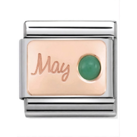 Maillon Nomination classic mois de Mai et Emeraude en Or rose