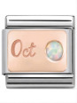 Maillon Nomination classic mois de Octobre et Opale blanche en Or rose