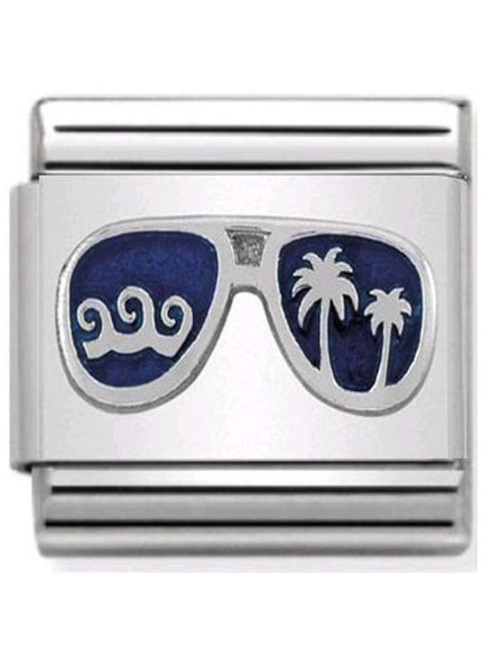 Maillon Nomination classic lunettes bleues en Argent