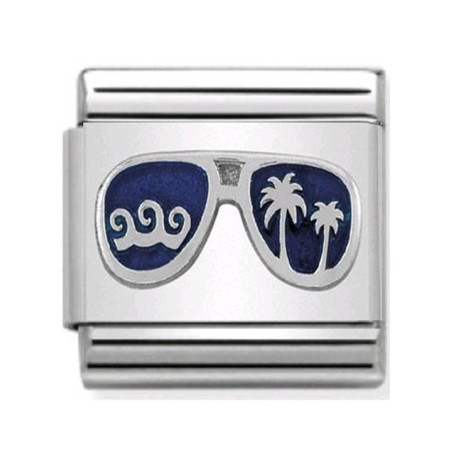 Maillon Nomination classic lunettes bleues en Argent