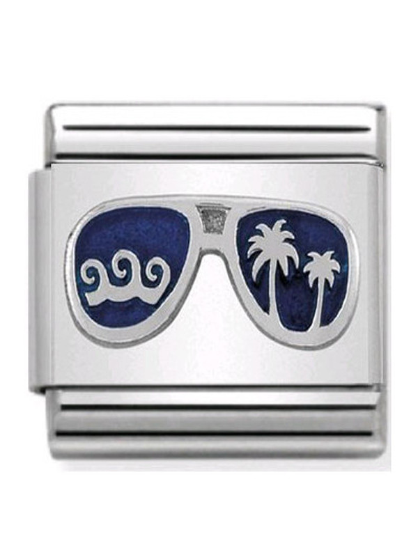 Maillon Nomination classic lunettes bleues en Argent