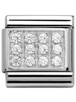 Maillon Nomination classic pavé blanc en Argent