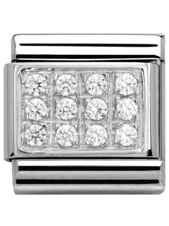 Maillon Nomination classic pavé blanc en Argent