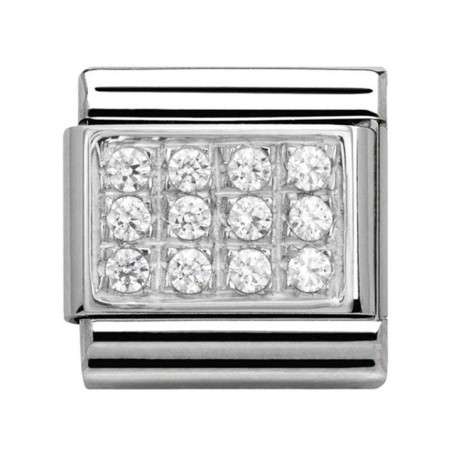 Maillon Nomination classic pavé blanc en Argent