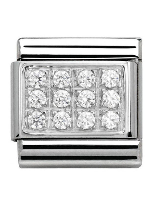 Maillon Nomination classic pavé blanc en Argent