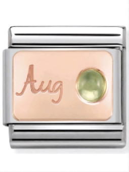 Maillon Nomination classic mois de Aout et Péridot en Or rose