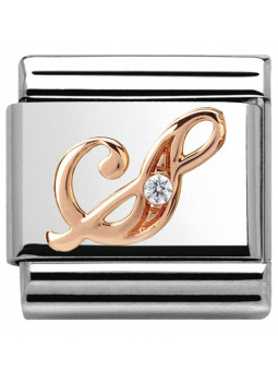 Maillon Nomination classic Lettre S en Or rose et pierre