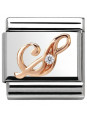 Maillon Nomination classic Lettre S en Or rose et pierre