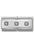 Maillon Nomination classic double Plaque Argent avec 3 oxydes 