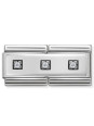 Maillon Nomination classic double Plaque Argent avec 3 oxydes
