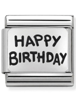 Maillon Nomination classic Happy Birtday Acier Argent